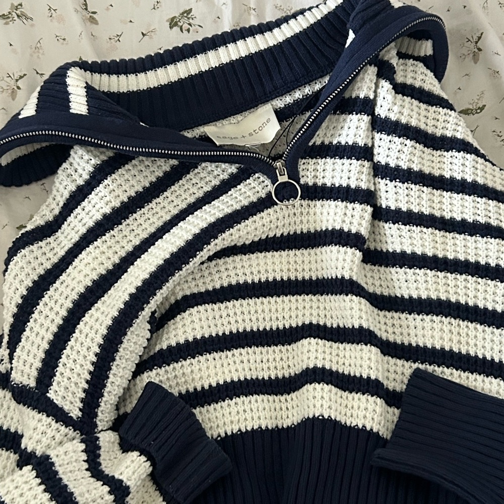 Sage and stone quarter zip sweater